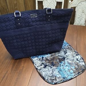 VERA BRADLEY Diaper Bag Changing Pad Waterproof Washable Large Navy